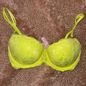 NWT VS PINK Neon Yellow Push Up Bra